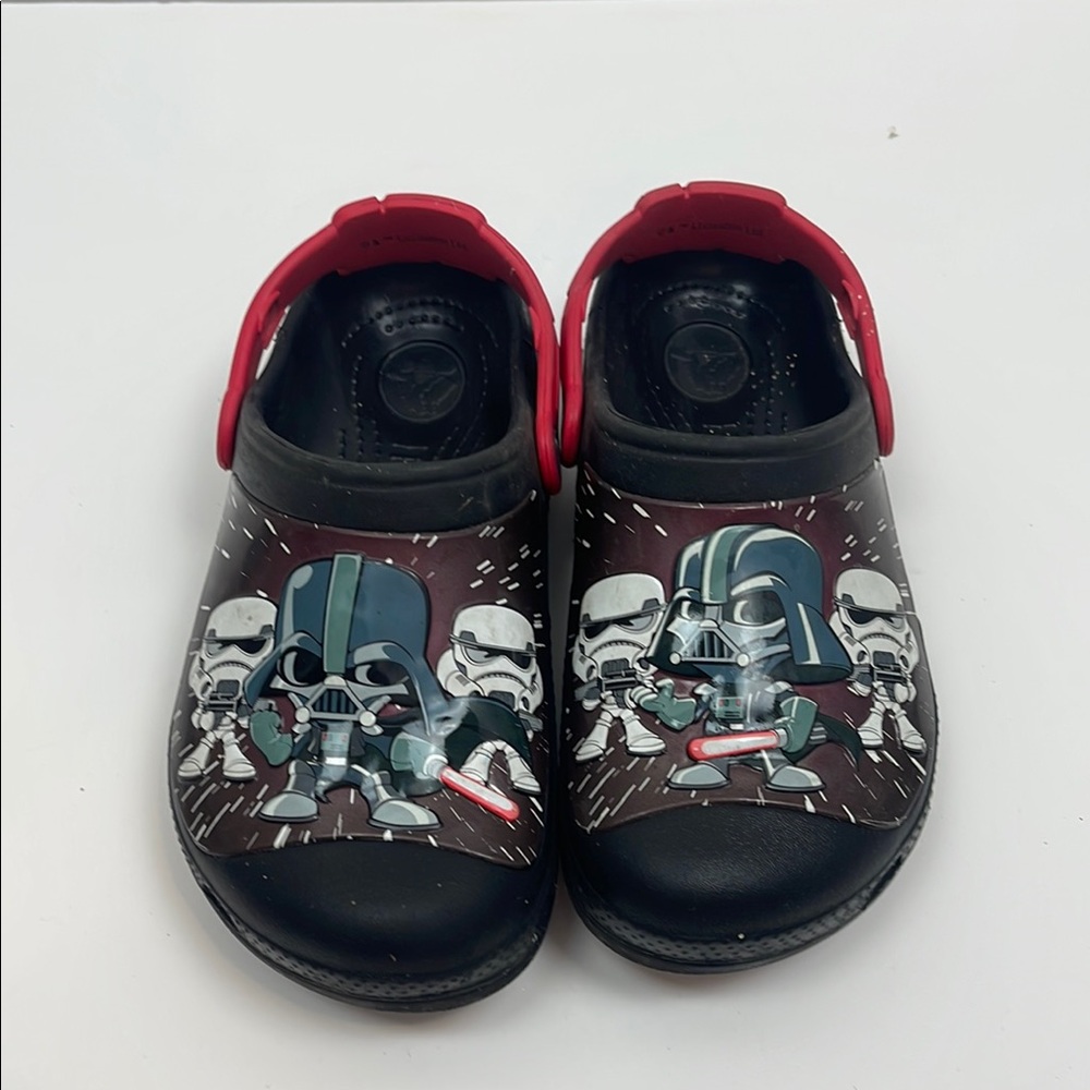 CROCS Black and Red Slippers with Ventilation Holes little kids size 3
